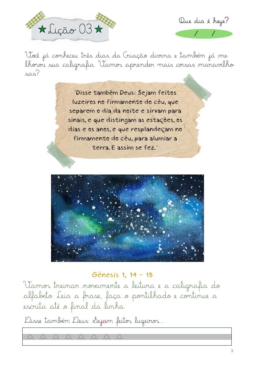 Página 3 da amostra grátis de A Criação – Letra Cursiva